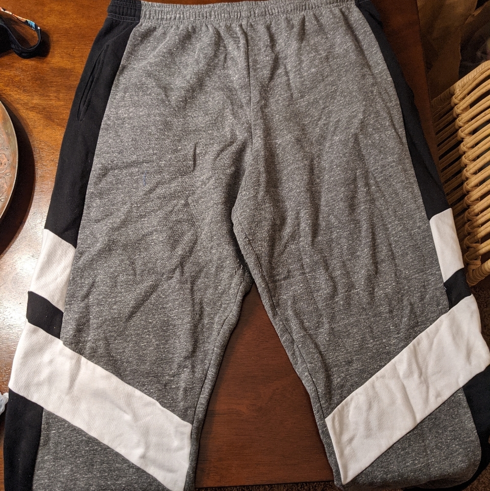 Grey white and black pink sweatpants